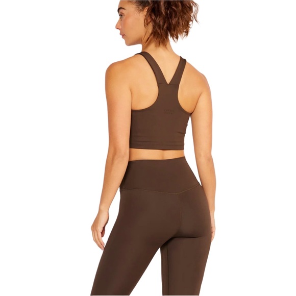 Cream Yoga Carrie Chocolate Brown Racerback Sports Bra Size M - Picture 2 of 7